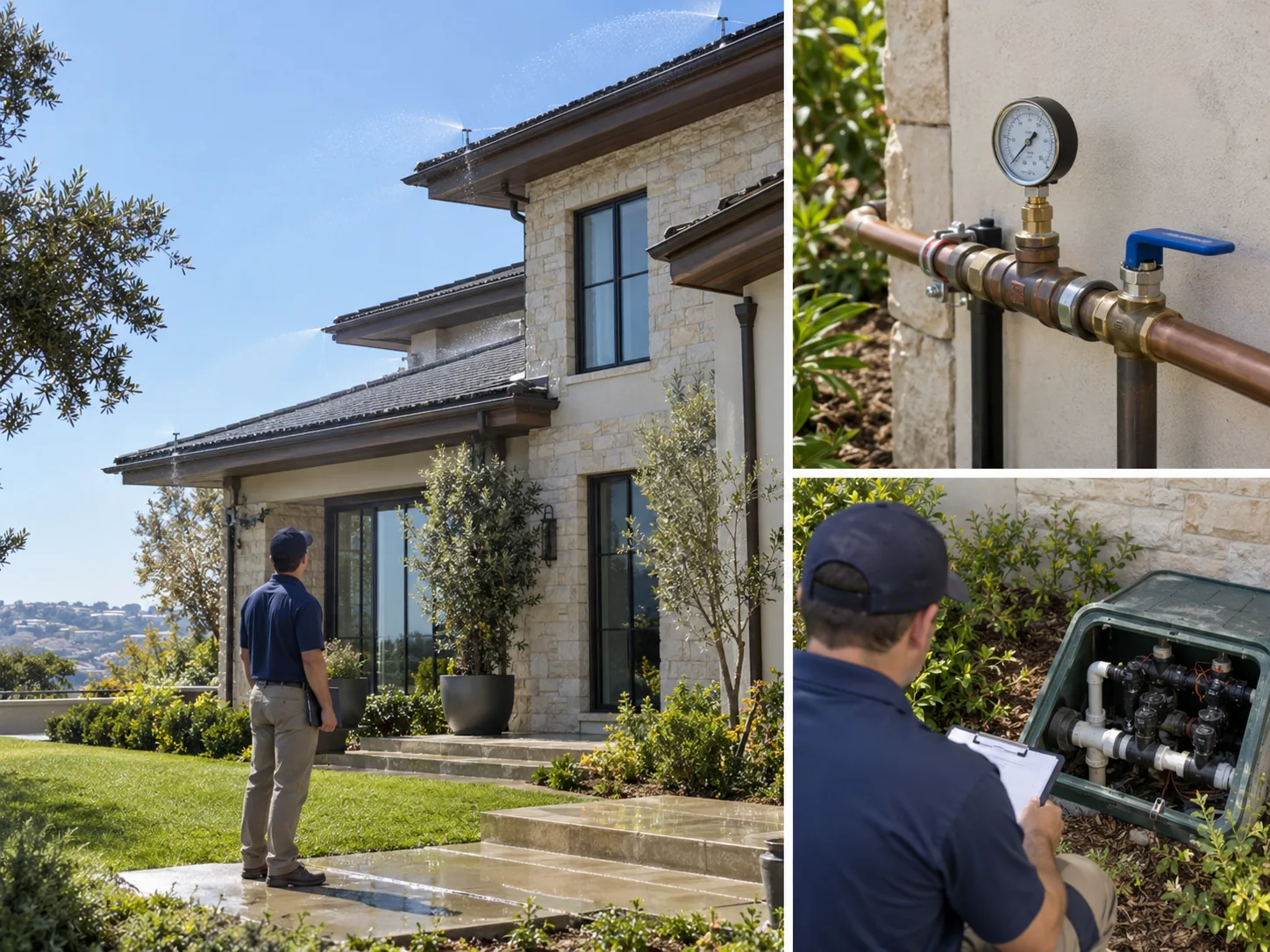 Illustrative collage showing system coverage testing & commissioning for luxury homes